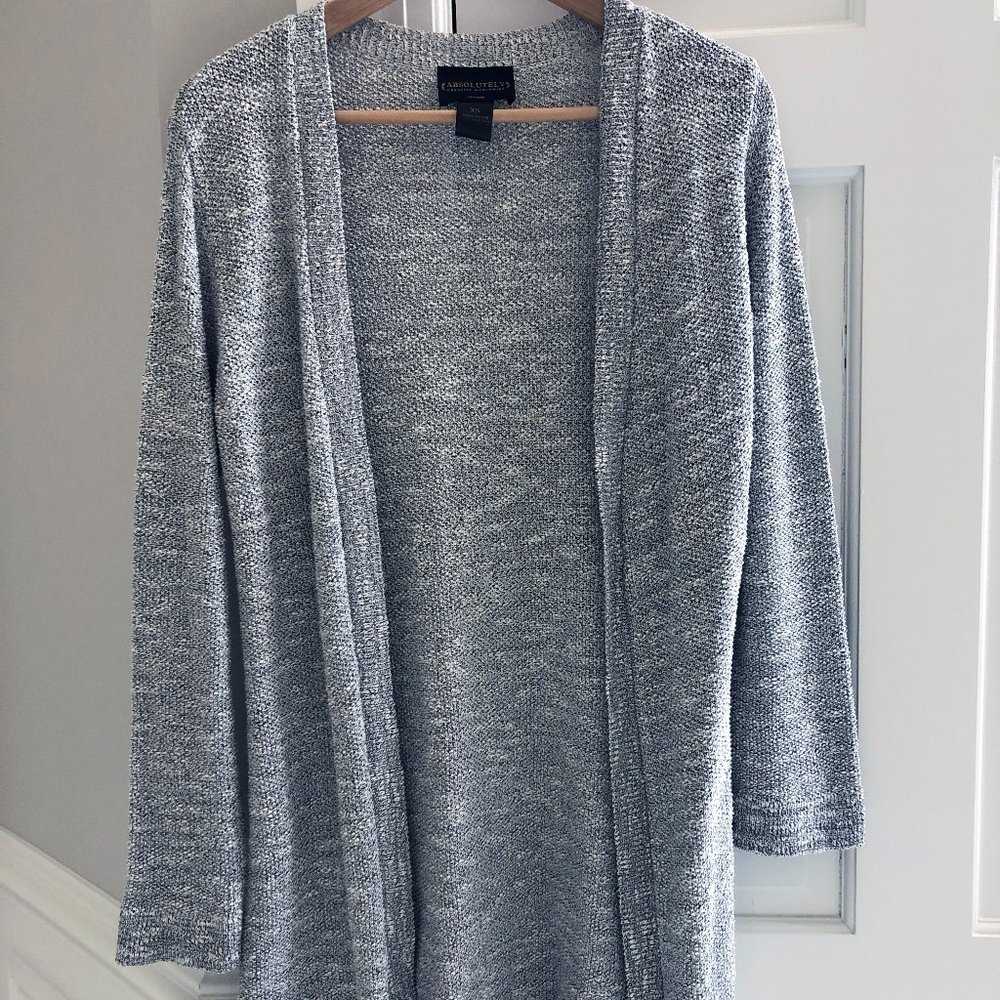 Absolutely Creative Worldwide Light Grey Open Front Duster Cardigan XS NWOT